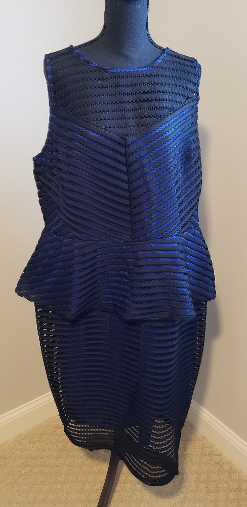 City Chic Blue/Black Peplum Dress
